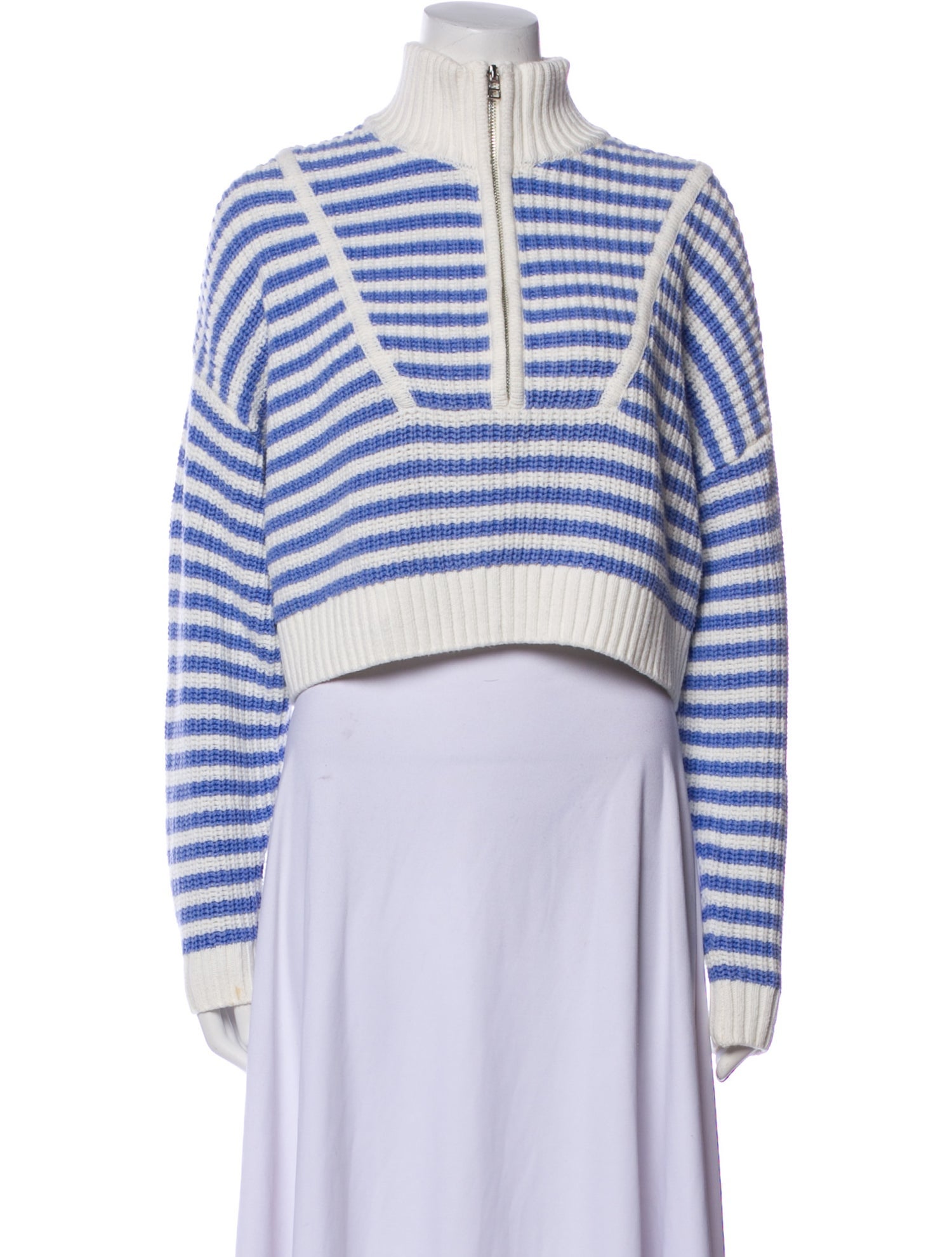 Staud Striped Mock Neck Sweater