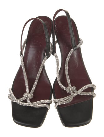Staud Leather Crystal Embellishments Slingback Sandals