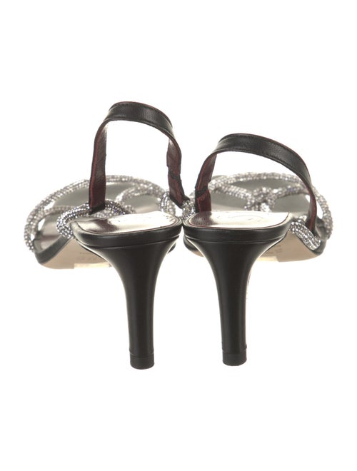 Staud Leather Crystal Embellishments Slingback Sandals