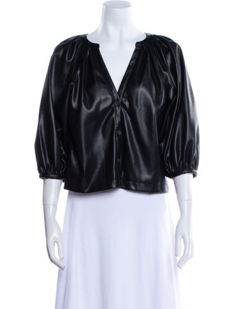 Staud V-Neck Three-Quarter Sleeve Crop Top