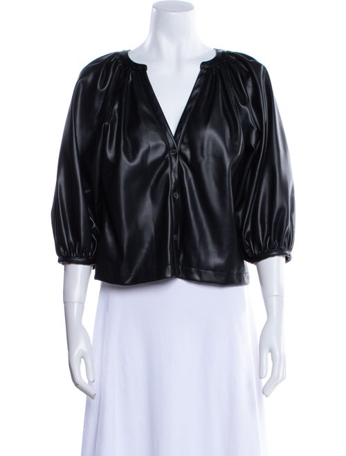 Staud V-Neck Three-Quarter Sleeve Crop Top