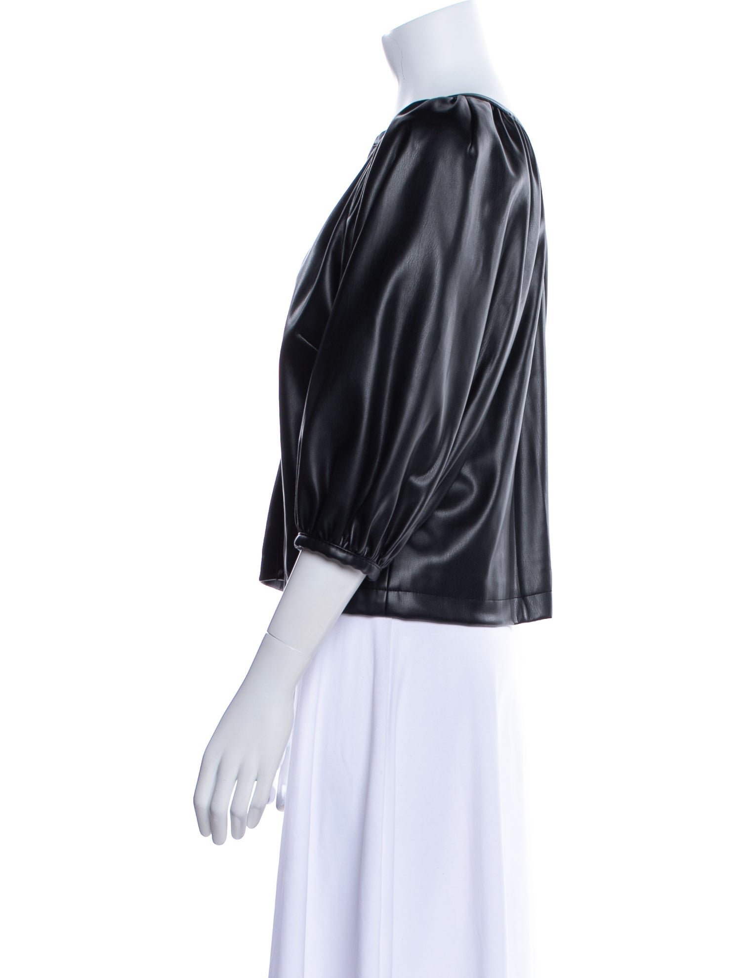 Staud V-Neck Three-Quarter Sleeve Crop Top