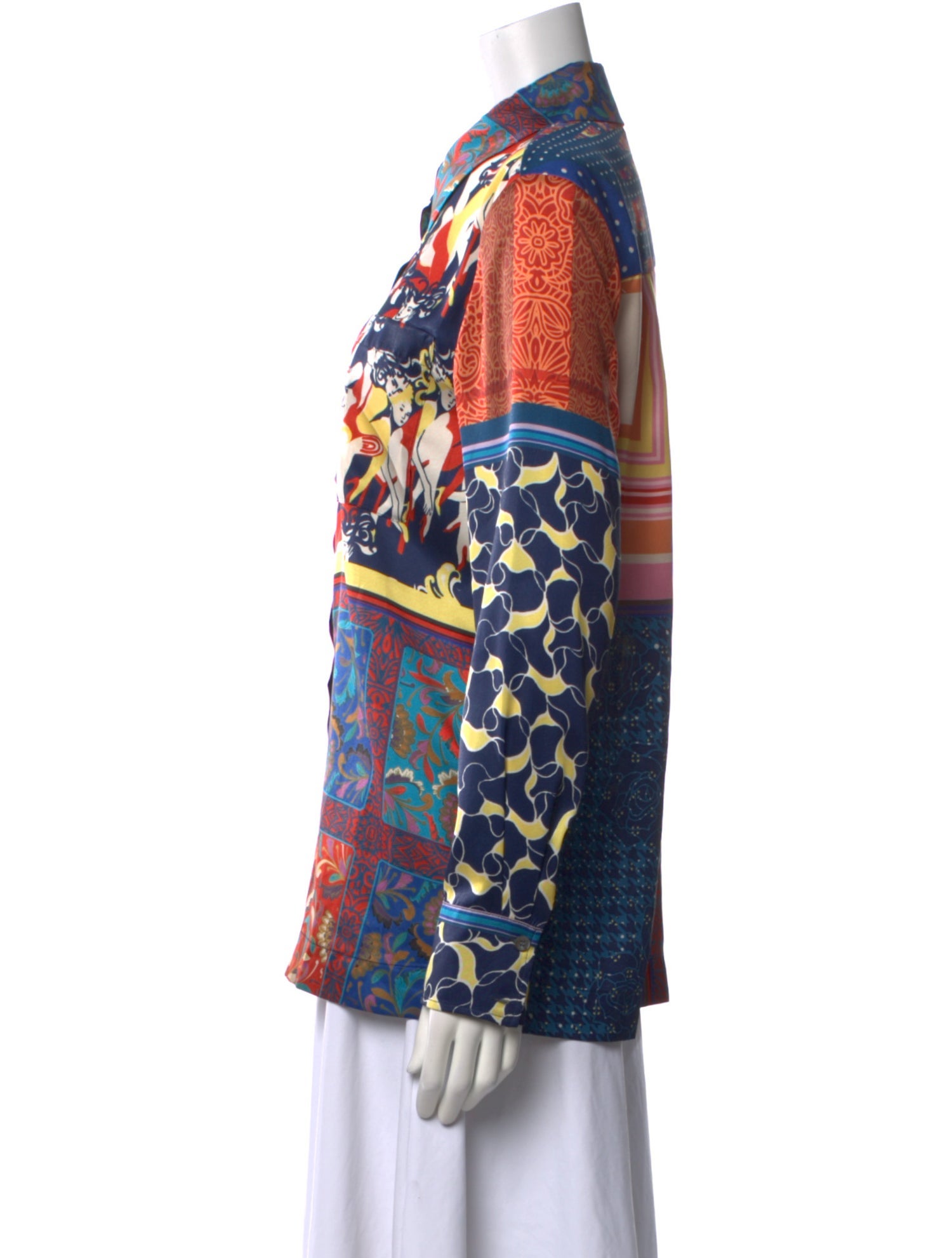 Staud Printed Long Sleeve Button-Up Top