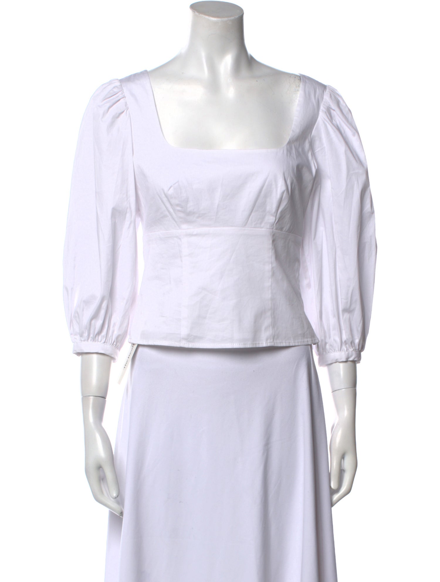 Staud Square Neckline Three-Quarter Sleeve Crop Top