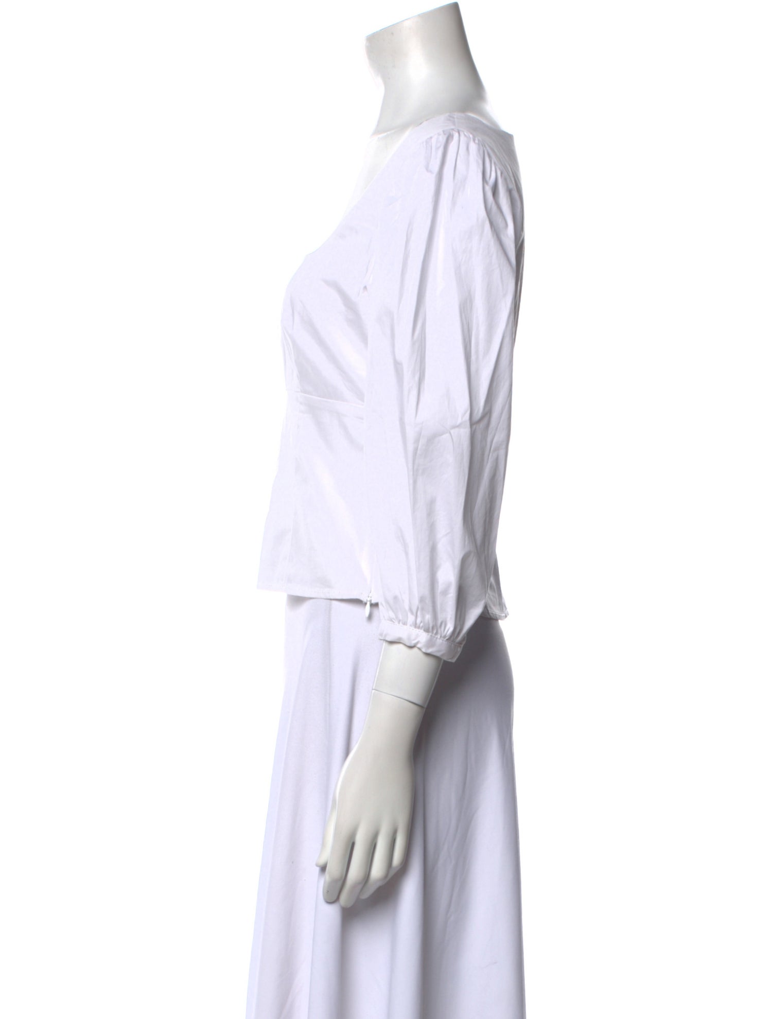 Staud Square Neckline Three-Quarter Sleeve Crop Top