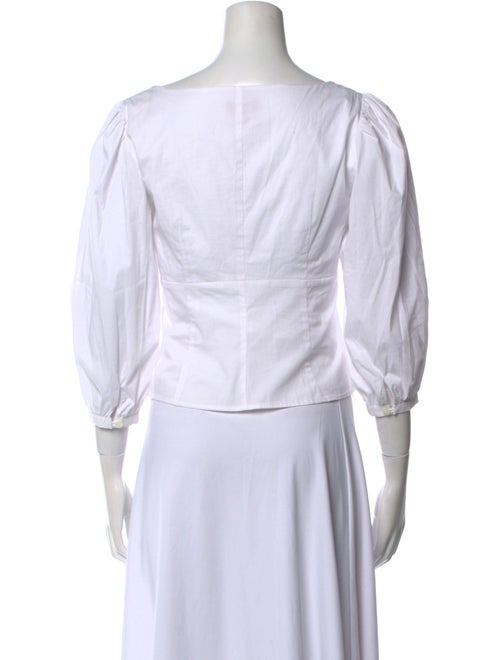 Staud Square Neckline Three-Quarter Sleeve Crop Top