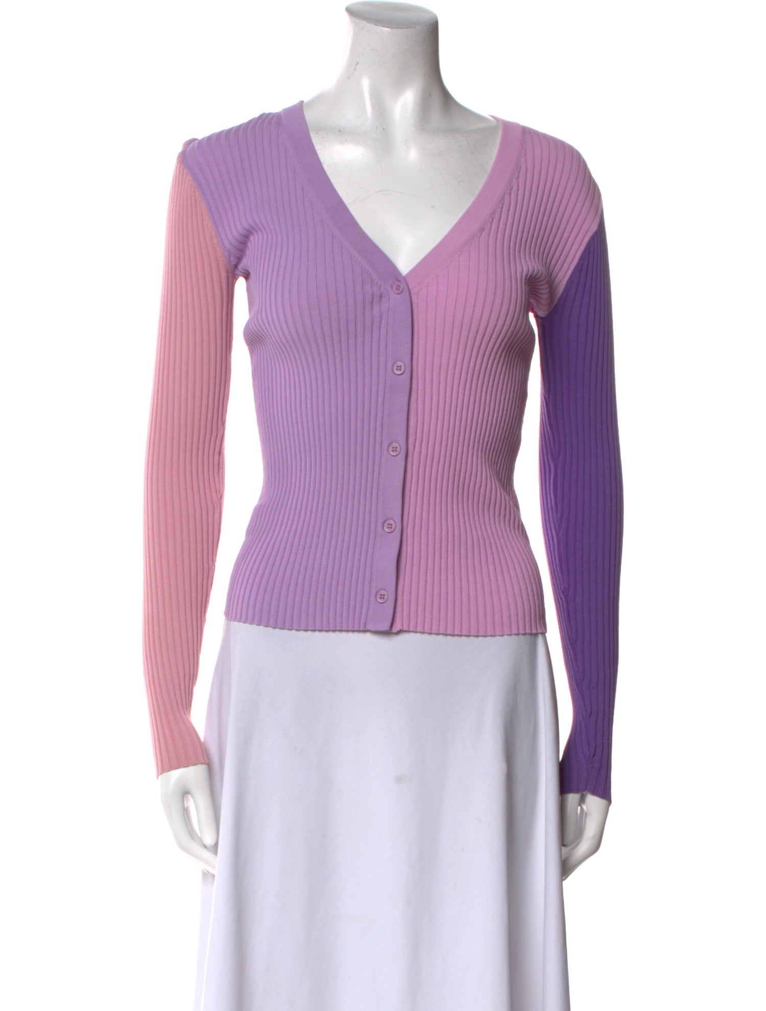 Staud Colorblock Pattern V-Neck Crop Top