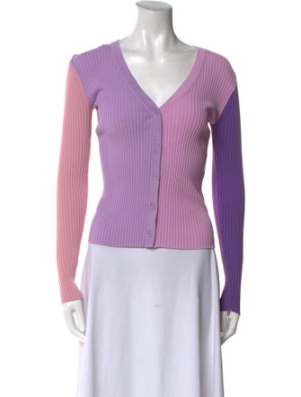 Staud Colorblock Pattern V-Neck Crop Top