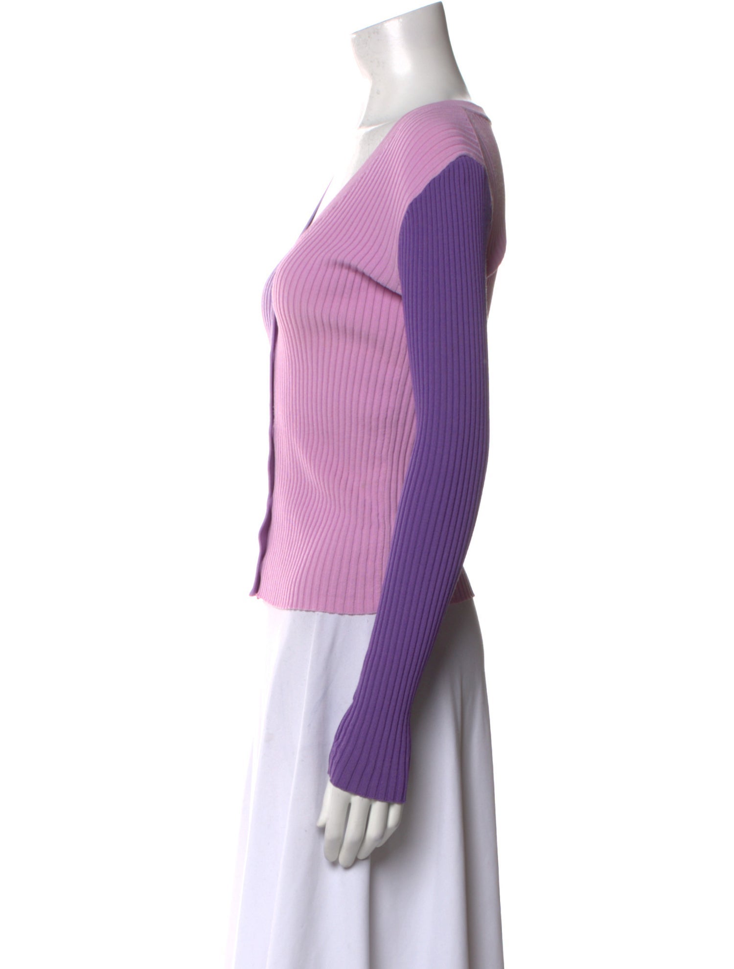 Staud Colorblock Pattern V-Neck Crop Top