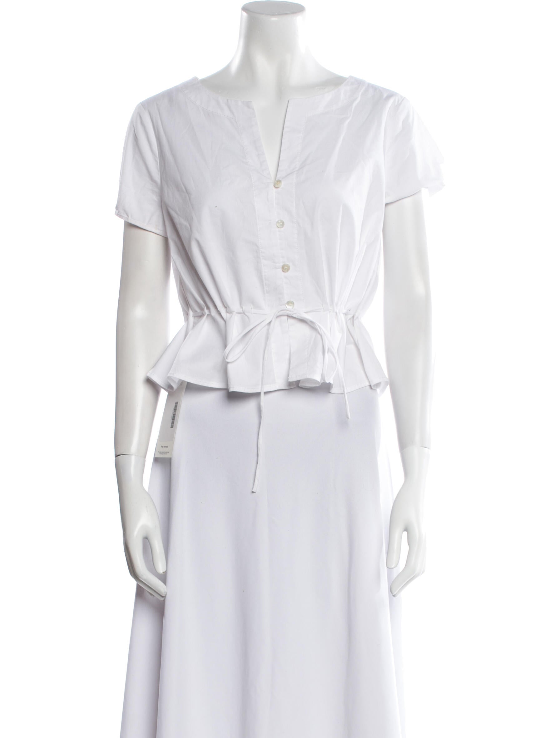 Staud V-Neck Short Sleeve Crop Top