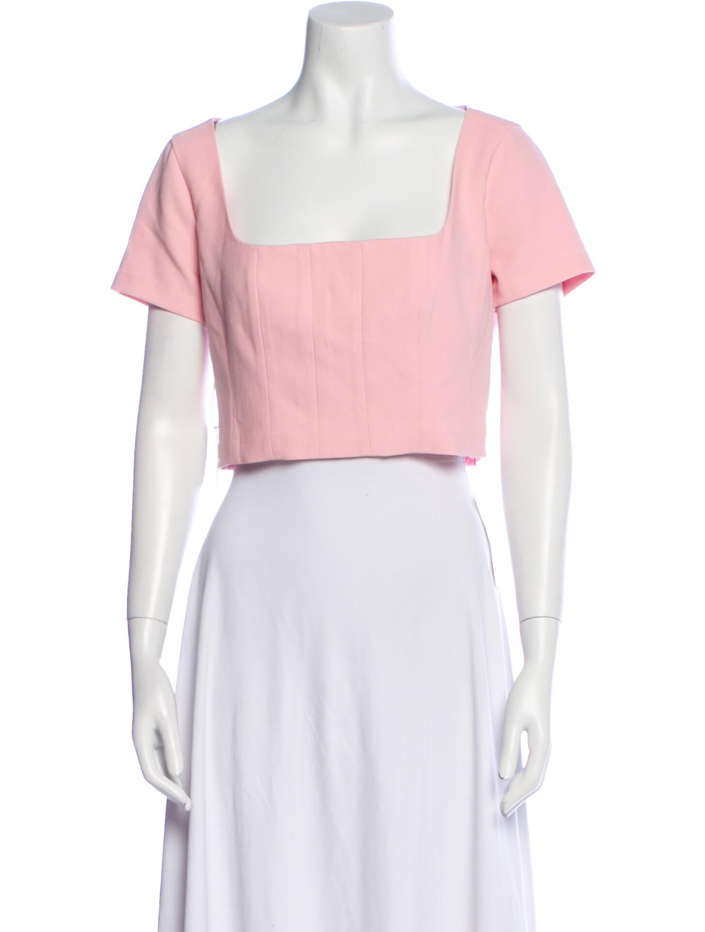 Staud Square Neckline Short Sleeve Crop Top