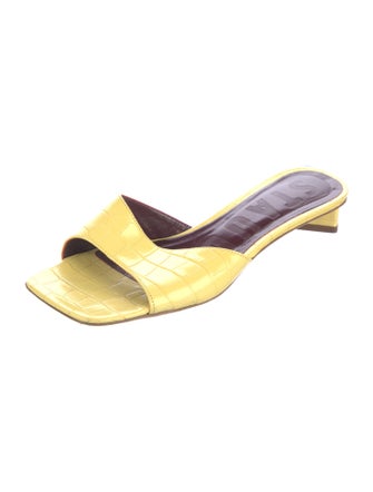 Staud Embossed Leather Slides