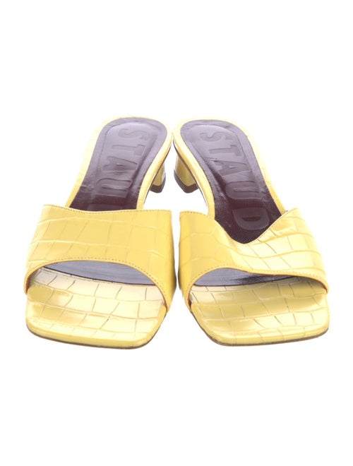 Staud Embossed Leather Slides