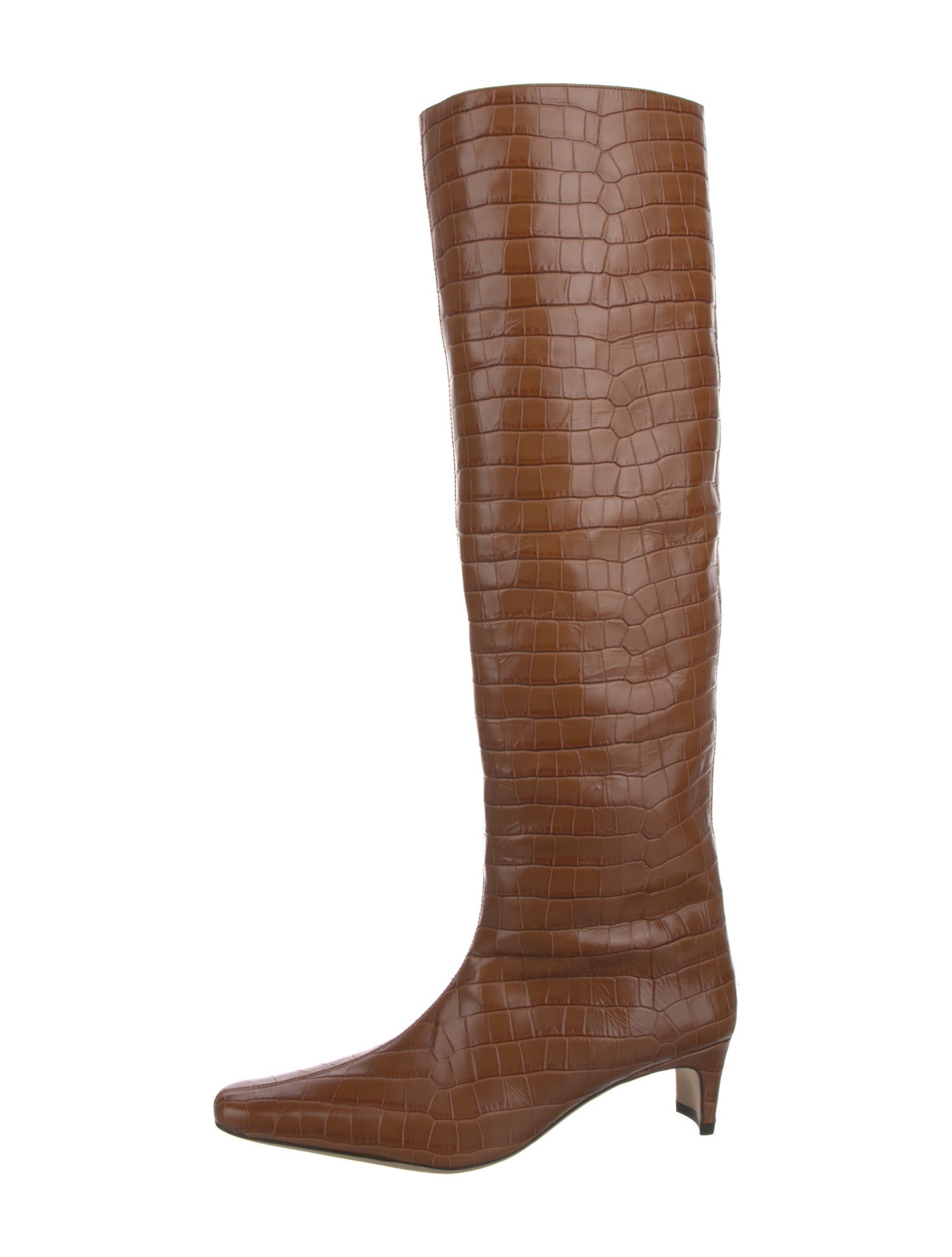 Staud Embossed Leather Riding Boots