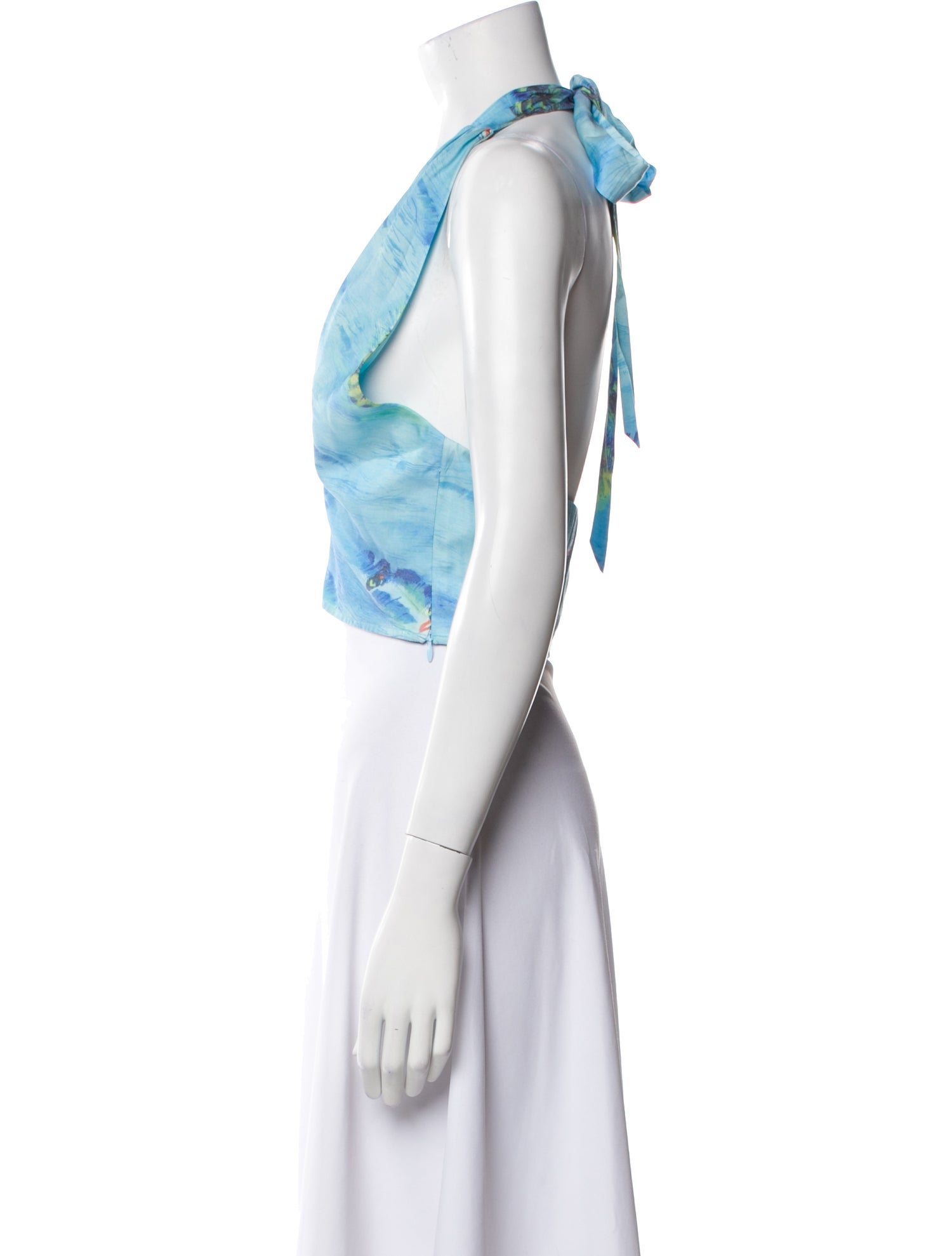 Staud Printed Halterneck Crop Top