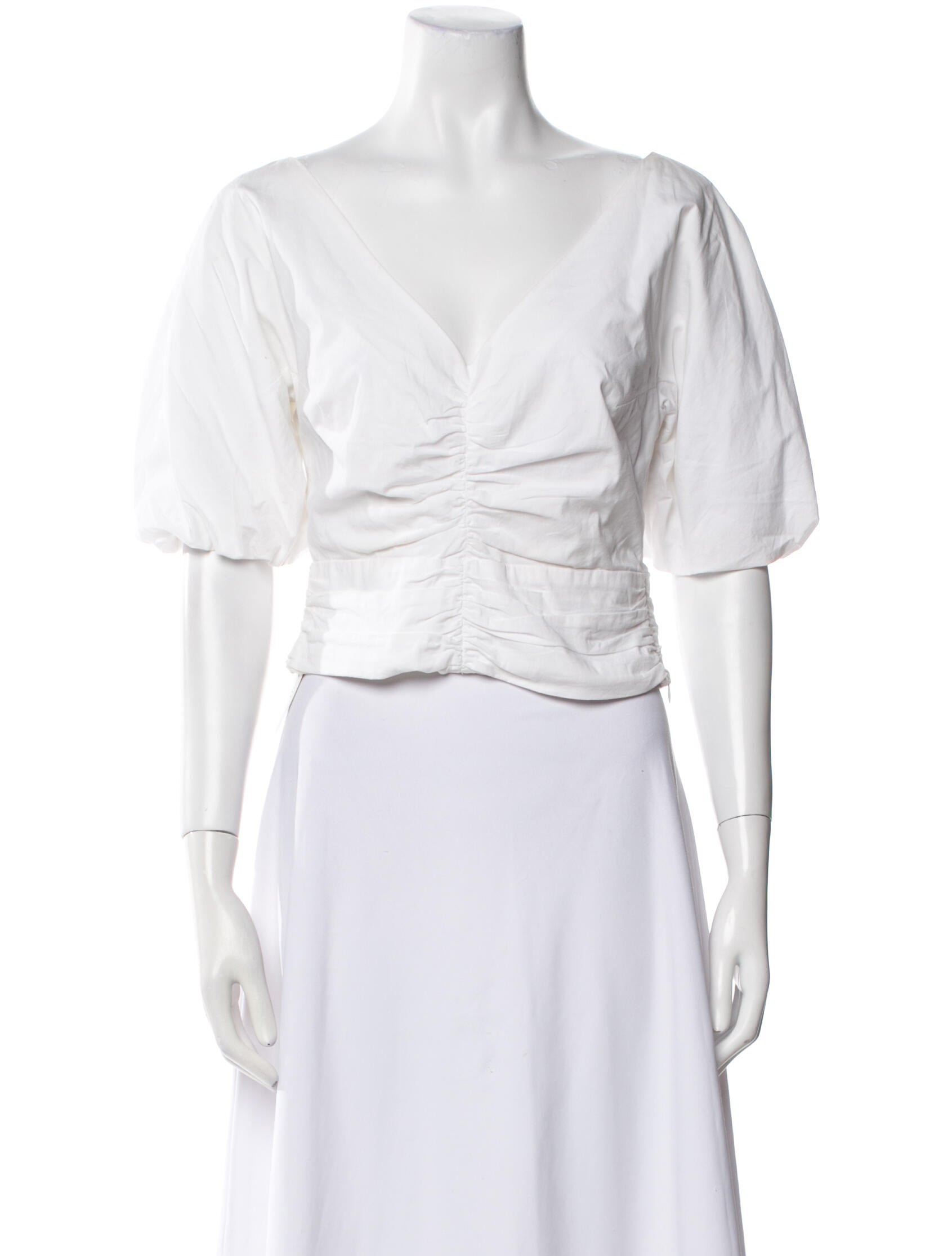 Staud V-Neck Short Sleeve Crop Top