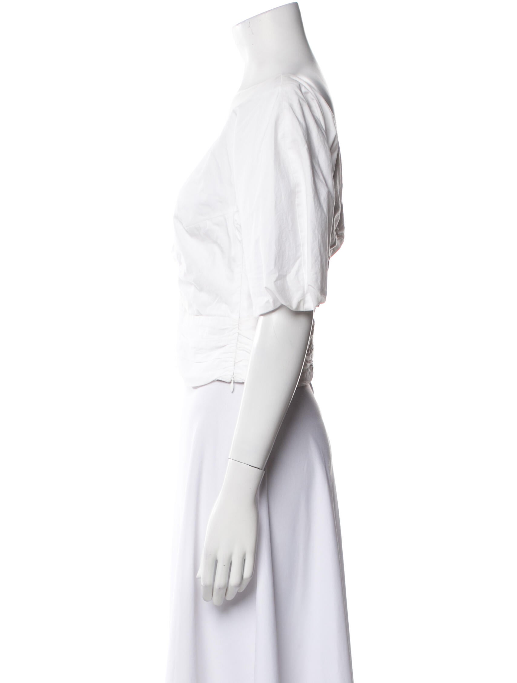 Staud V-Neck Short Sleeve Crop Top