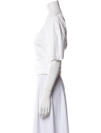 Staud V-Neck Short Sleeve Crop Top