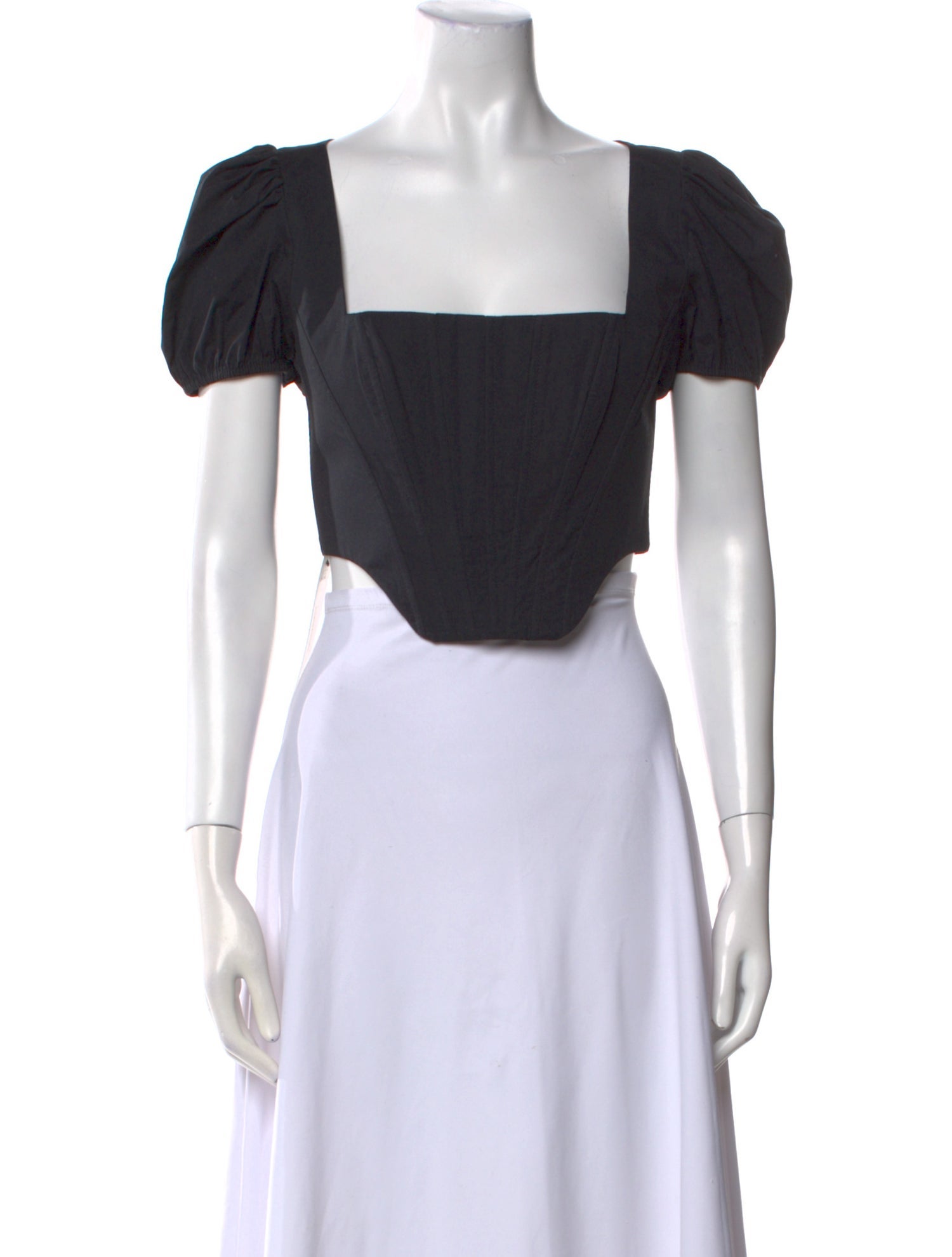 Staud Square Neckline Short Sleeve Crop Top