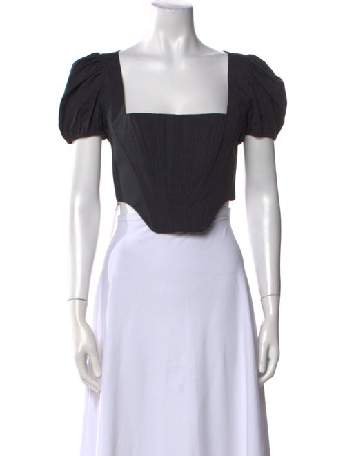 Staud Square Neckline Short Sleeve Crop Top