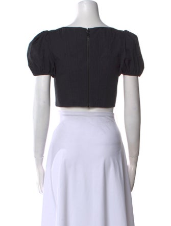 Staud Square Neckline Short Sleeve Crop Top