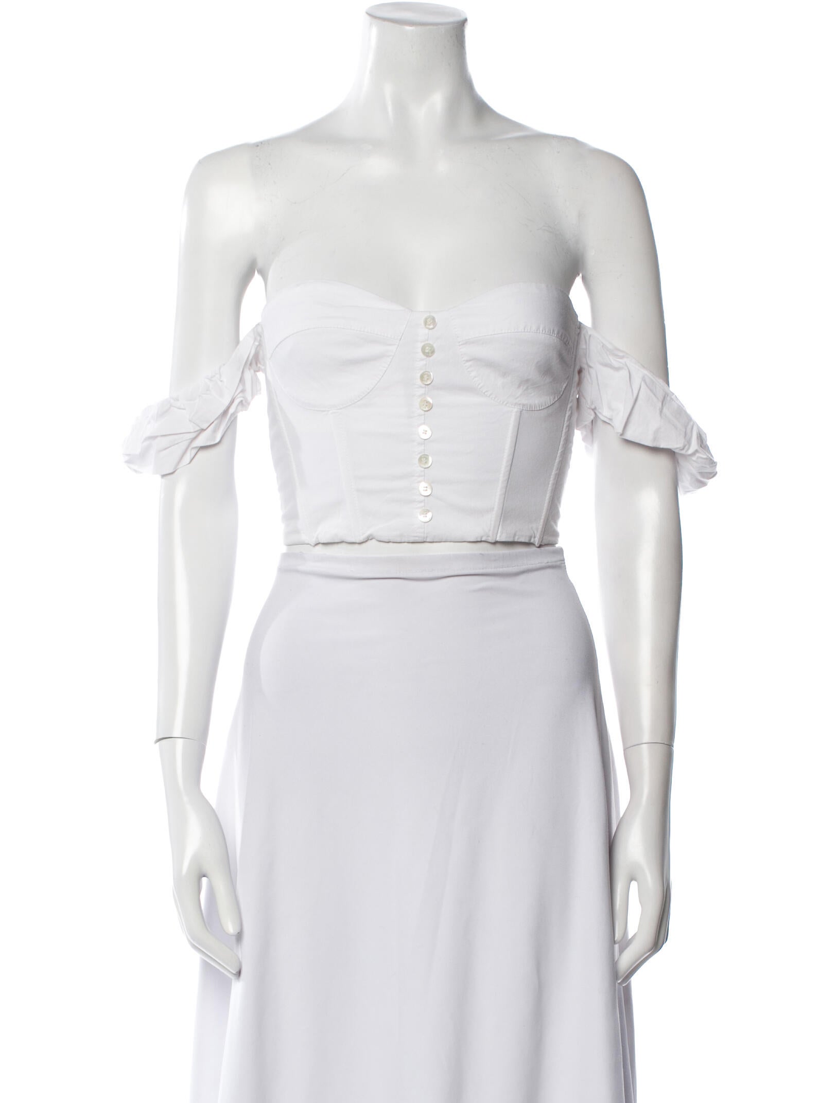 Staud Square Neckline Short Sleeve Crop Top