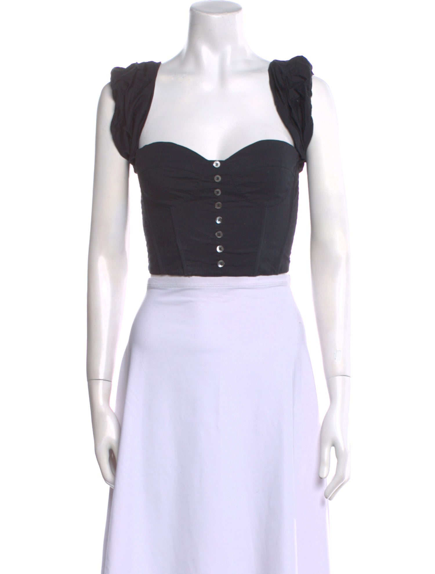 Staud Square Neckline Short Sleeve Crop Top