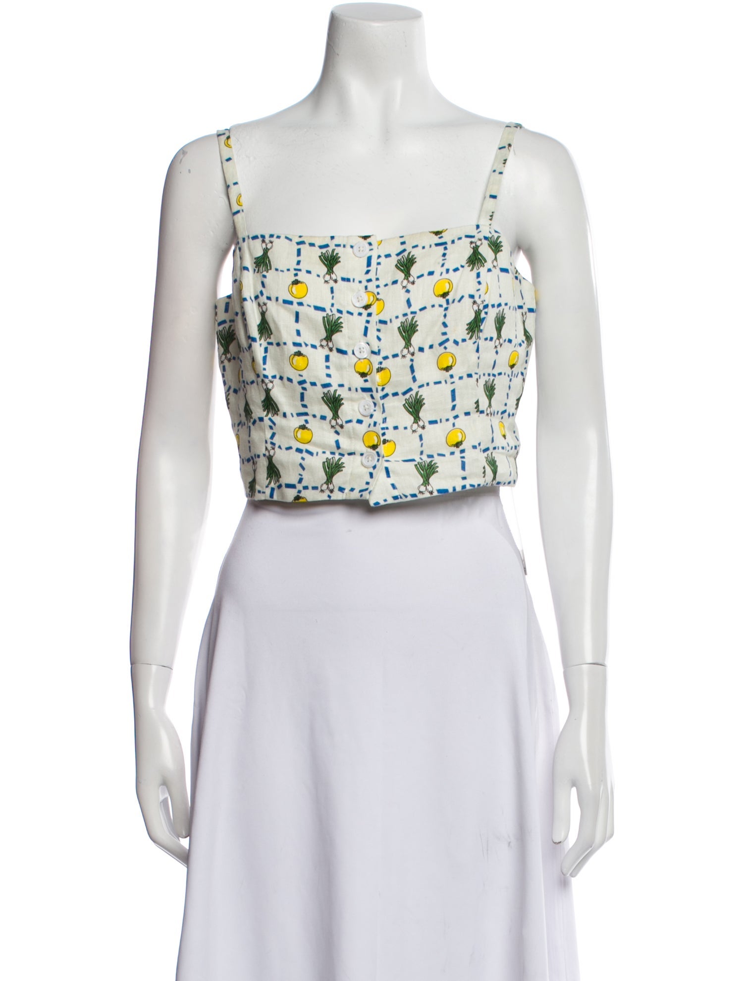 Staud Linen Printed Crop Top