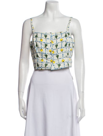 Staud Linen Printed Crop Top