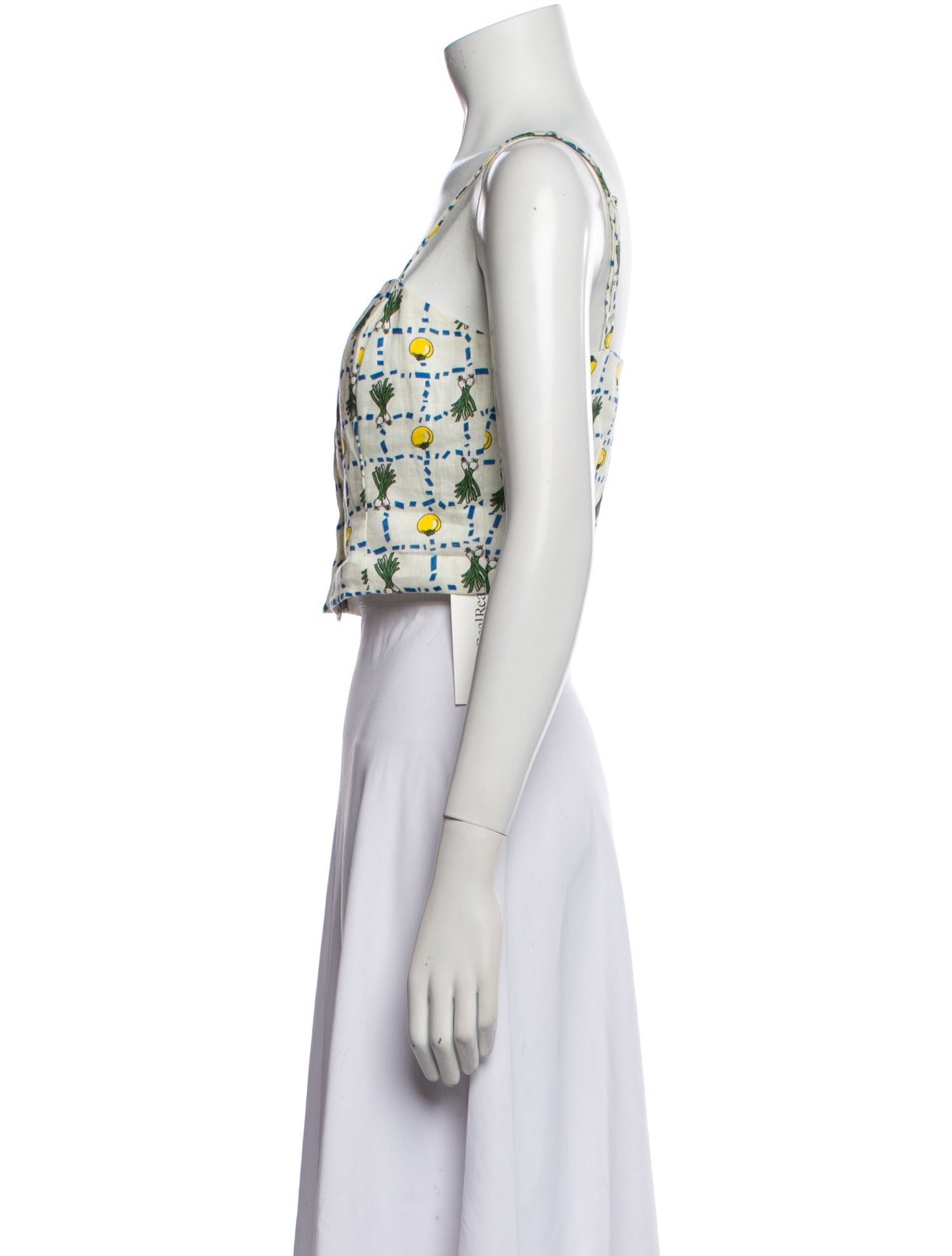 Staud Linen Printed Crop Top