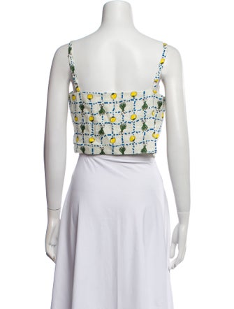 Staud Linen Printed Crop Top