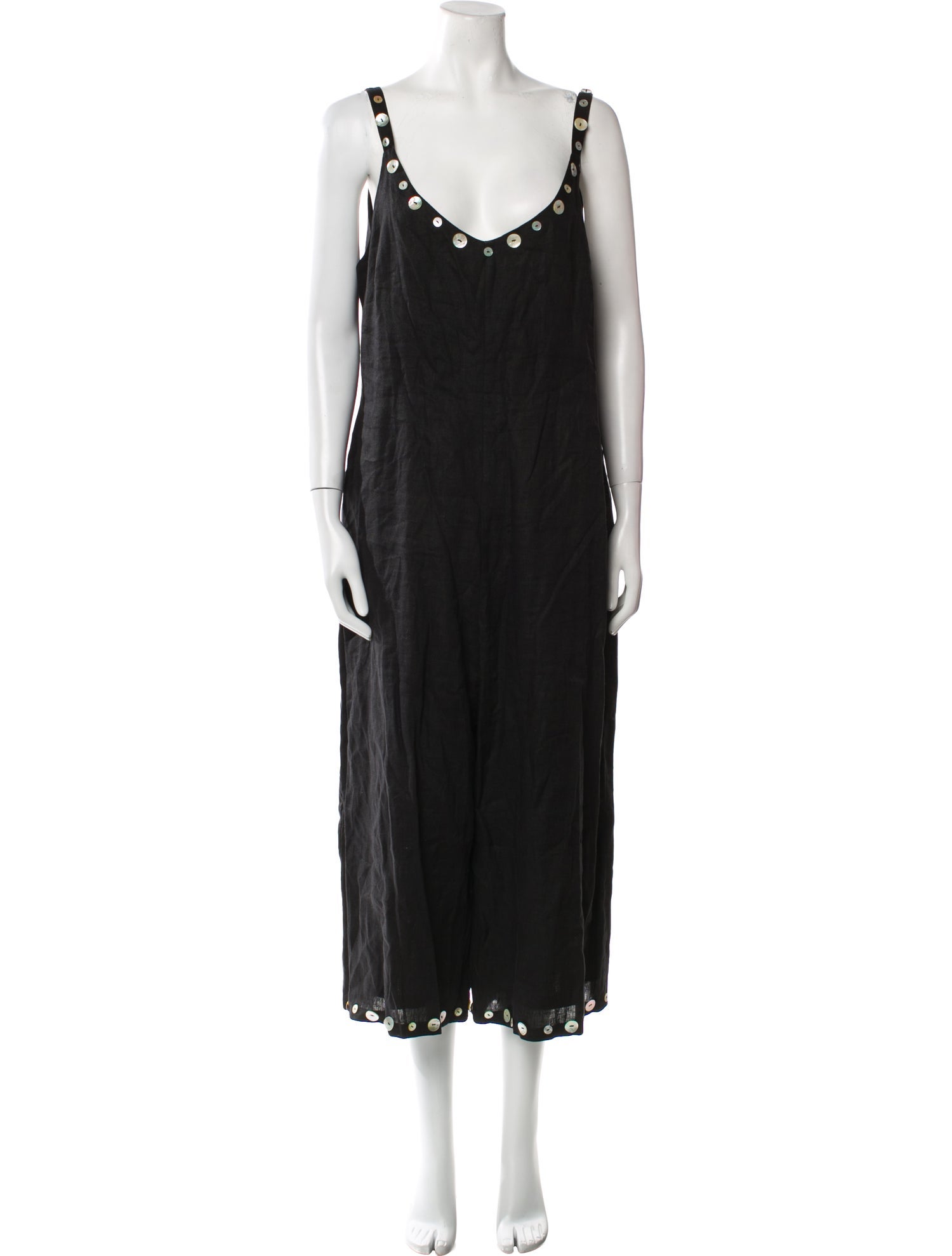 Staud Linen Scoop Neck Jumpsuit