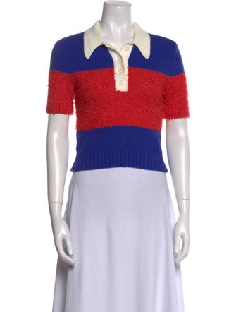 Staud Striped Short Sleeve Crop Top