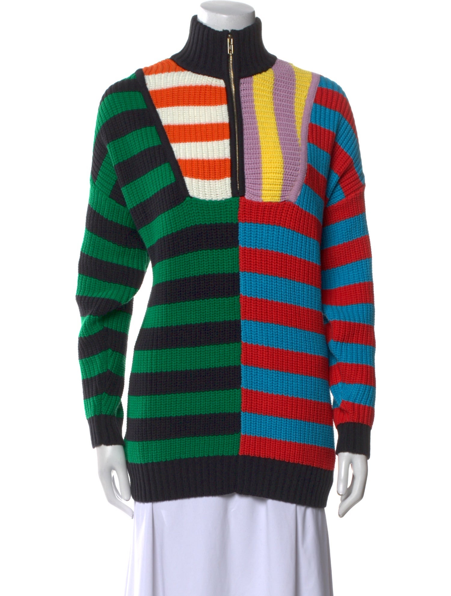 Staud Striped Mock Neck Sweater