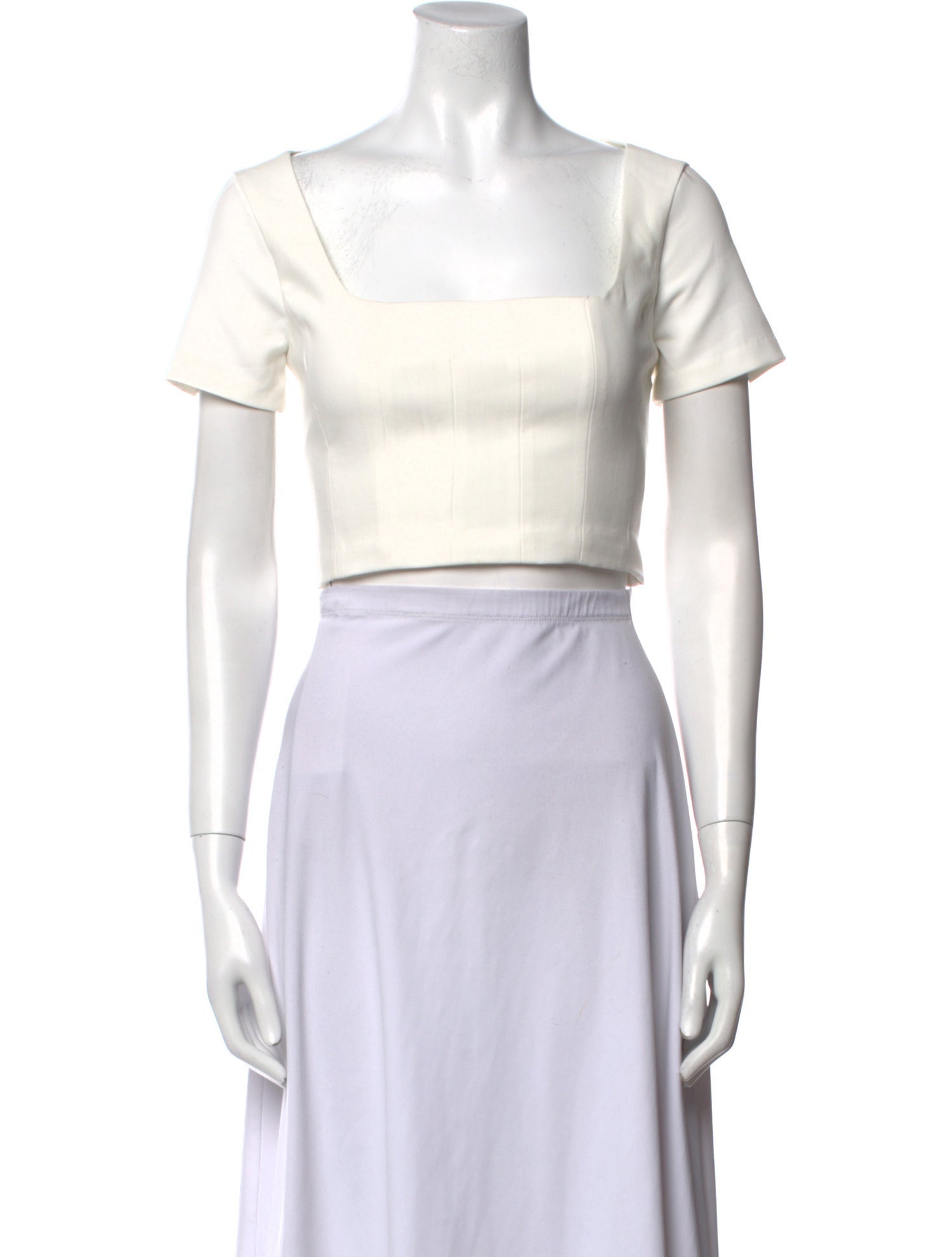 Staud Square Neckline Short Sleeve Crop Top