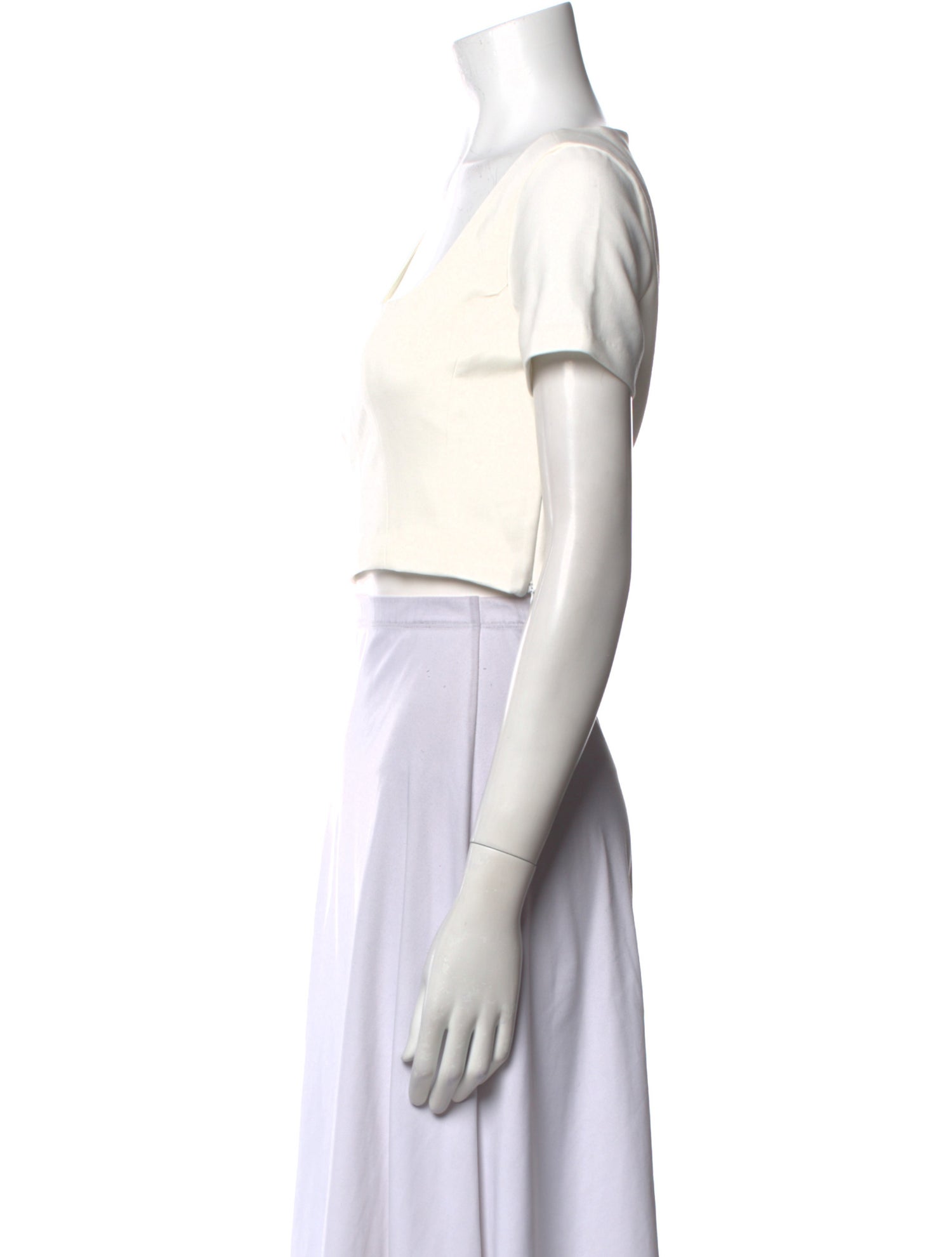 Staud Square Neckline Short Sleeve Crop Top