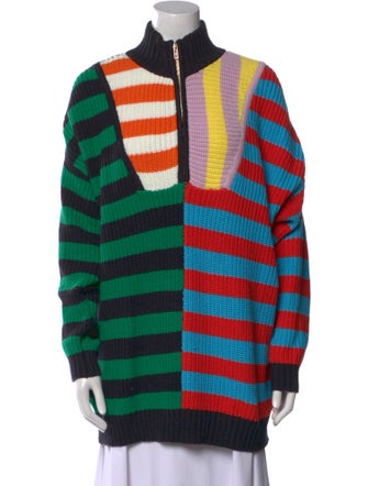 Staud Striped Mock Neck Sweater