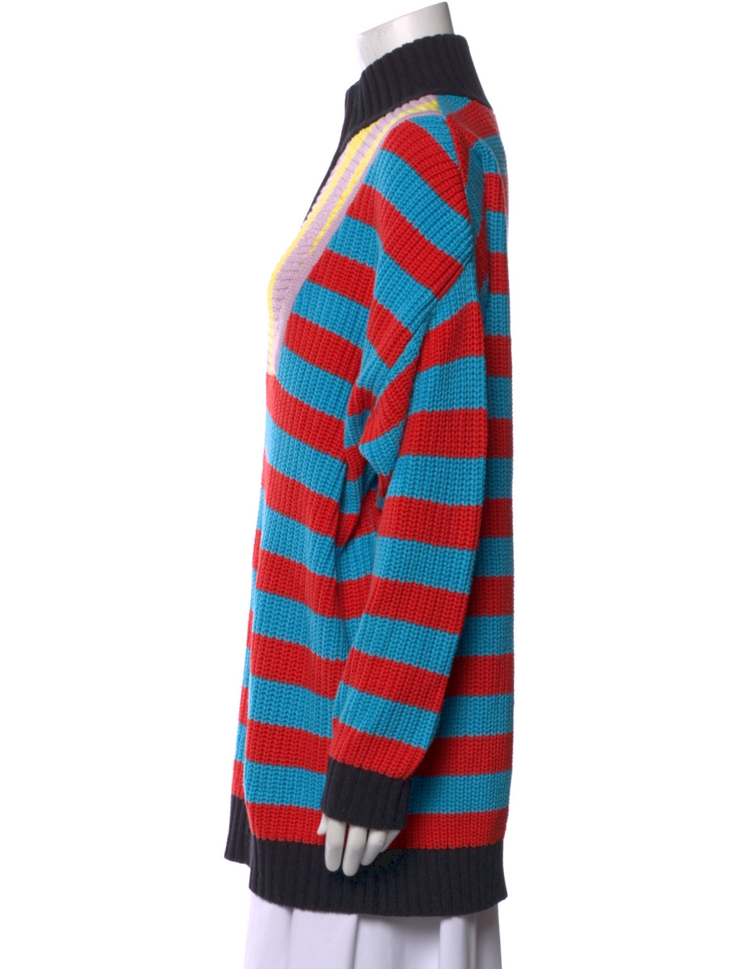 Staud Striped Mock Neck Sweater