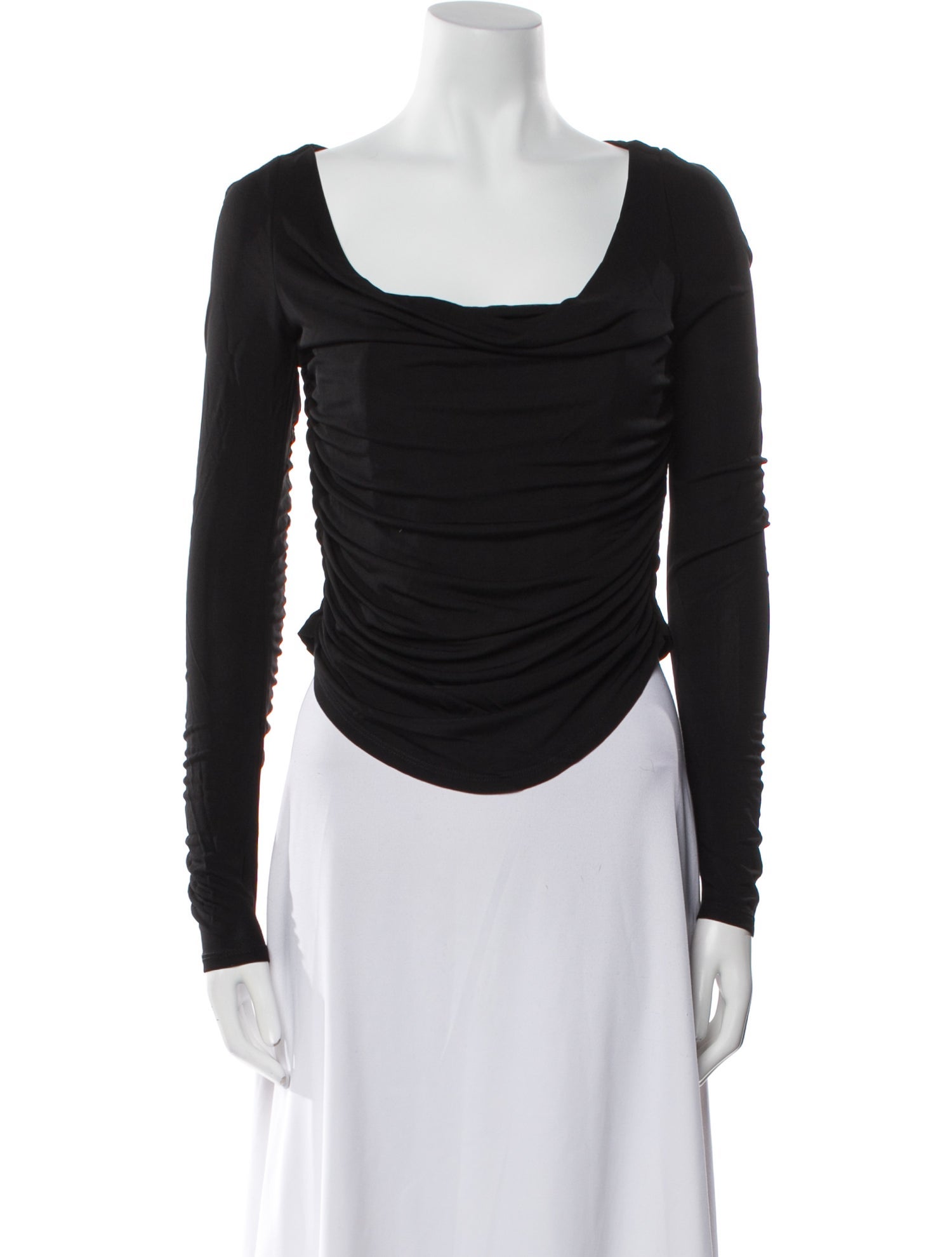 Staud Square Neckline Long Sleeve Crop Top