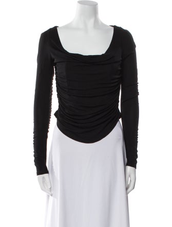 Staud Square Neckline Long Sleeve Crop Top