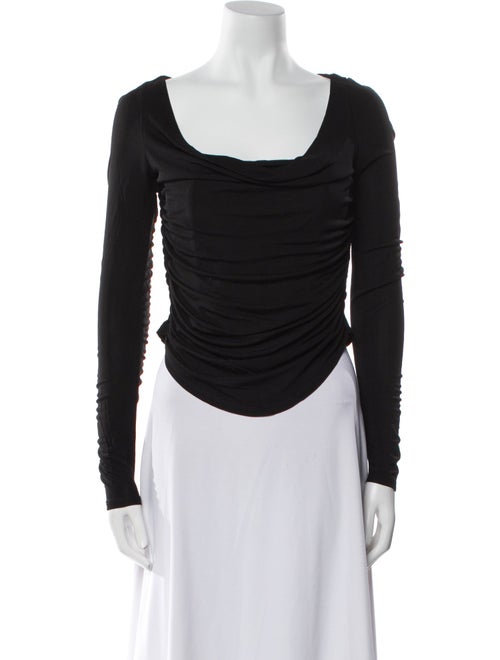 Staud Square Neckline Long Sleeve Crop Top