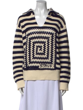 Staud Striped V-Neck Sweater