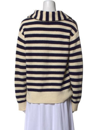 Staud Striped V-Neck Sweater