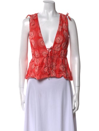 Staud Linen Printed Crop Top