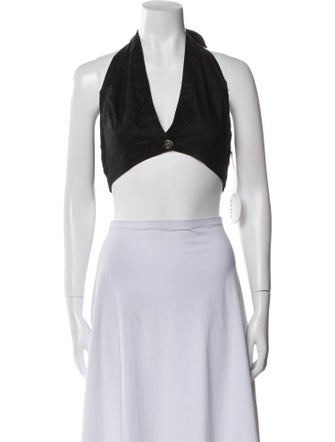 Staud Linen Halterneck Crop Top