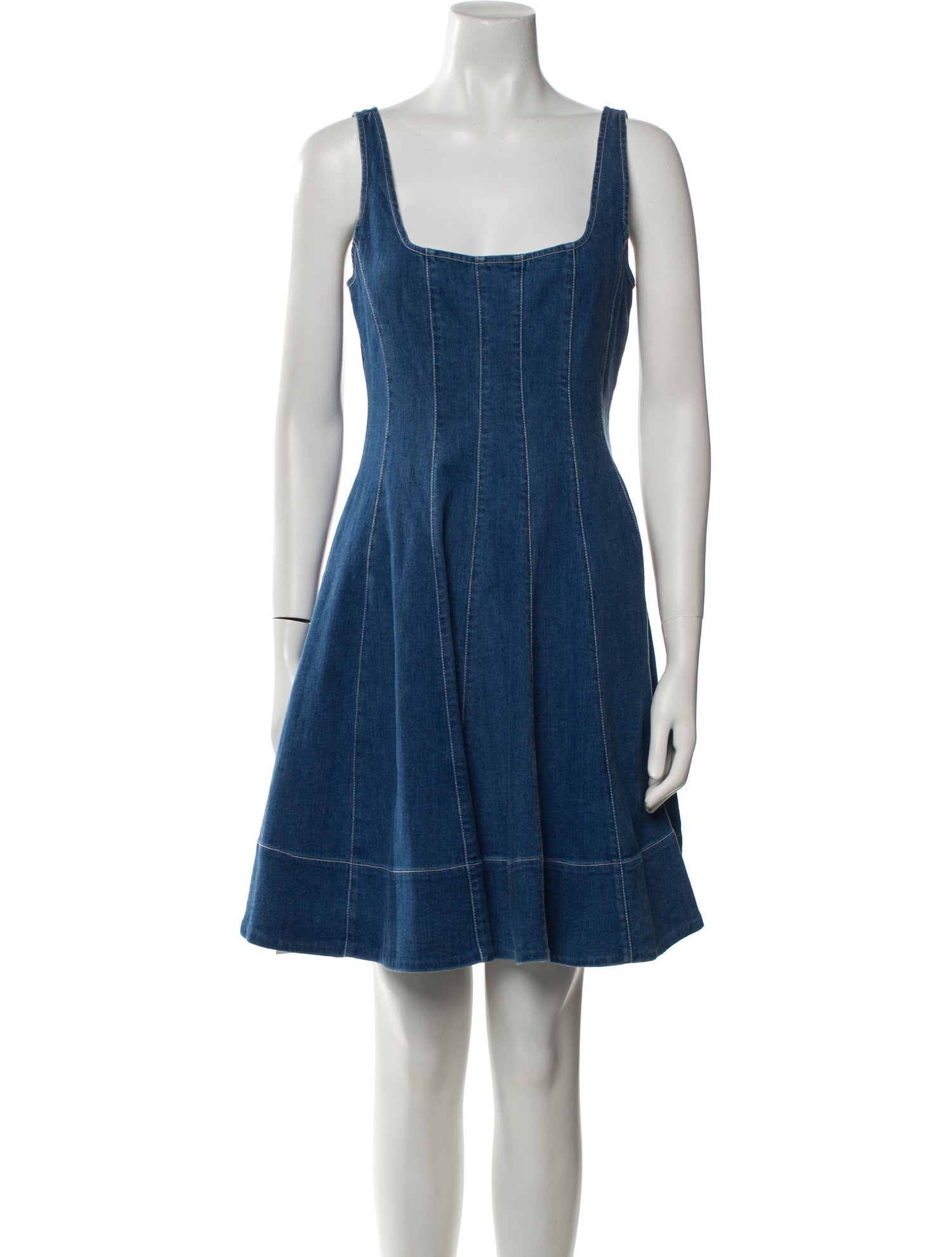 Staud Square Neckline Knee-Length Dress