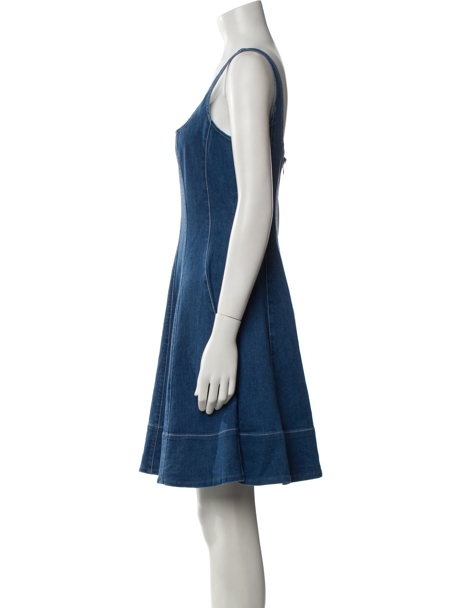 Staud Square Neckline Knee-Length Dress