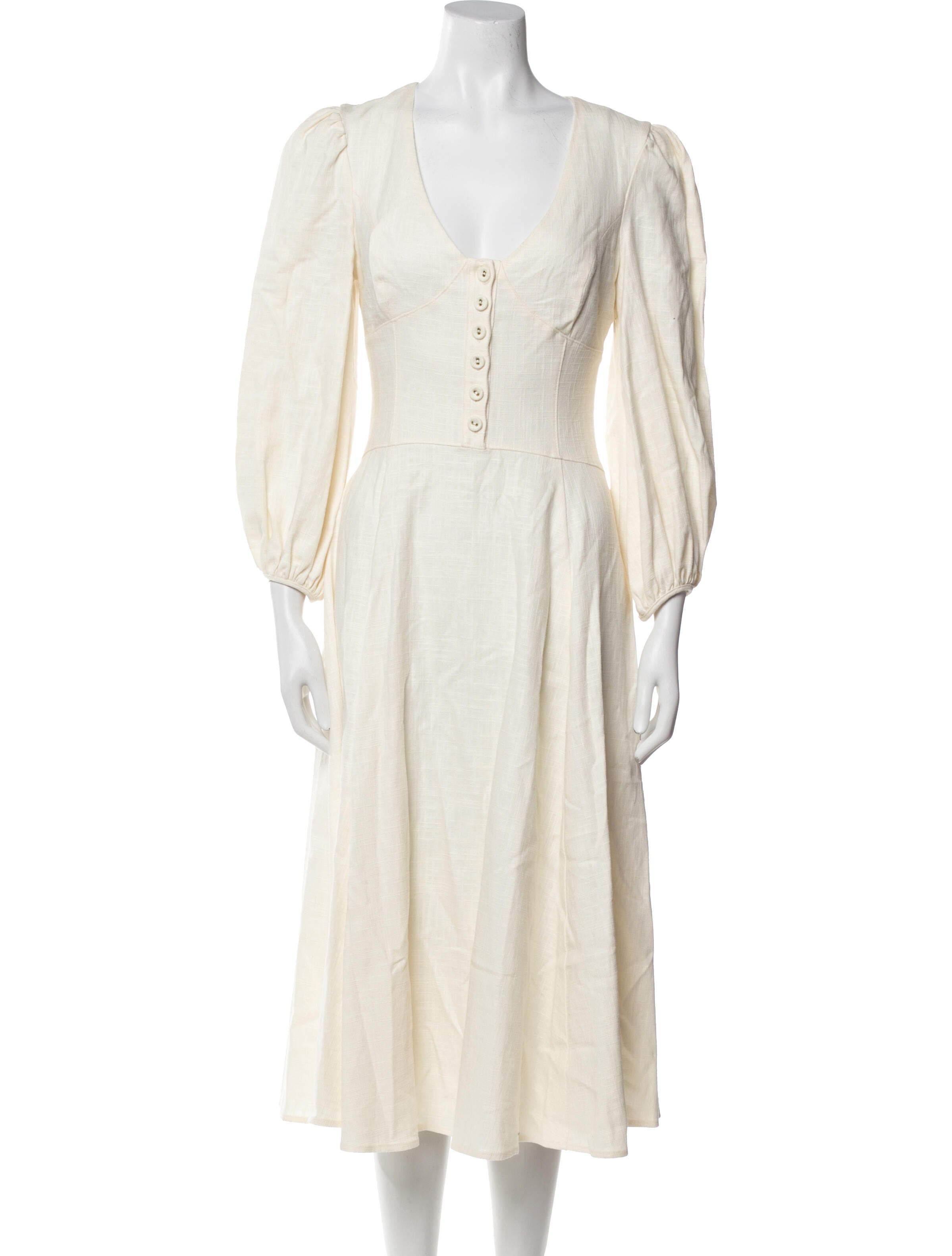 Staud V-Neck Midi Length Dress