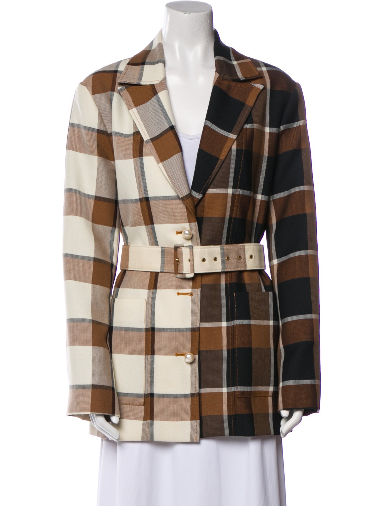 Staud Plaid Print Blazer