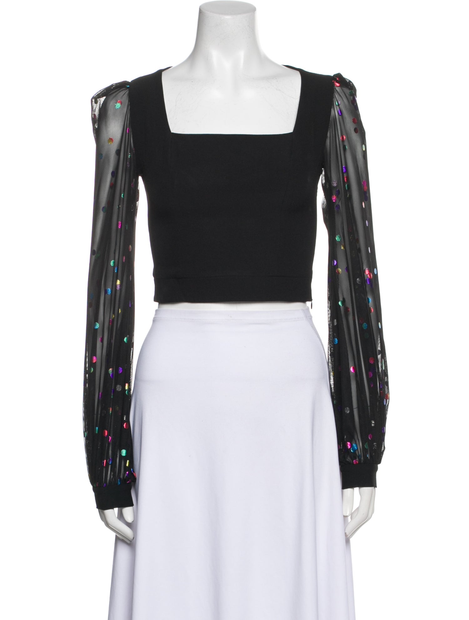 Staud Square Neckline Long Sleeve Crop Top